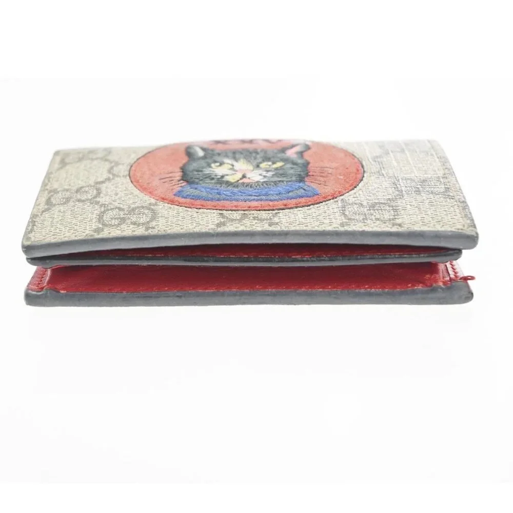 GUCCI Logo Mystic Cat GG Pattern Compact Wallet Supreme Leather Brown 63CA641 - Picture 6 of 12
